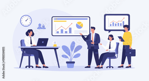 Business meeting with charts and people