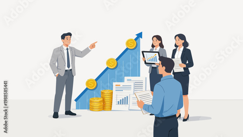 Business team discussing financial growth