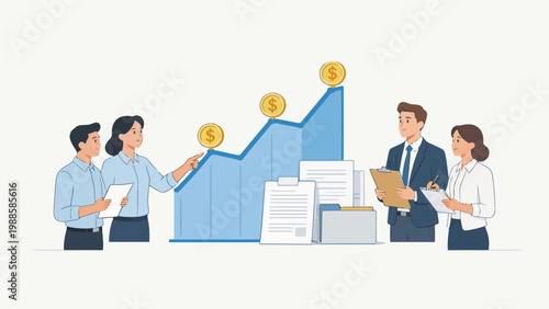 Business team analyzing financial growth chart