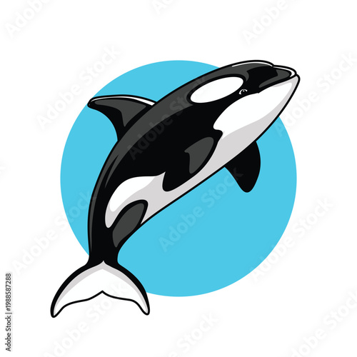 Playful orca illustration jumping over
