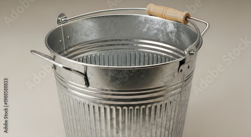 Sturdy Metal Bucket with Handle and Bail - Industrial Container Vector, illustration