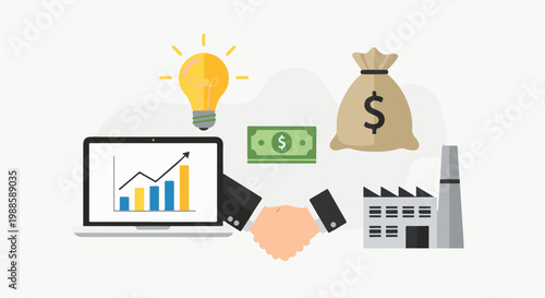 Business growth concepts idea, money, deal, and production