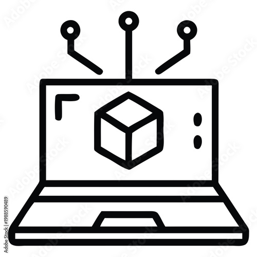 3D Modeling Software Laptop Icon