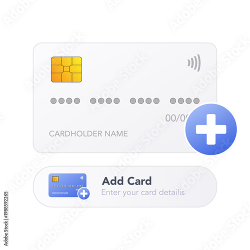 Add new credit card UI screen. vector illustration