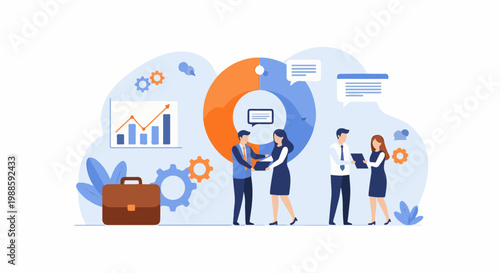 Team collaboration, business meeting, financial growth, and problem-solving concepts