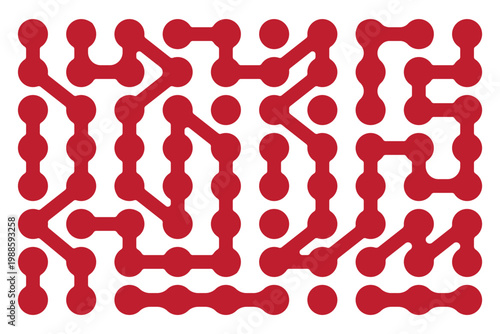 Pattern of Red metaballs isolated on white background. Modern geometric shapes of liquid connected drops. Vector illustration. Abstract geometric figures of connected molecules. metaball pattern .