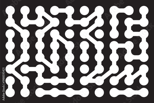 Hexagon shaped morphing circles as molecule connection dot pattern. Liquid blob technology icon. Metaball spotted tech abstract vector. Chemistry nanotechnology icon set.