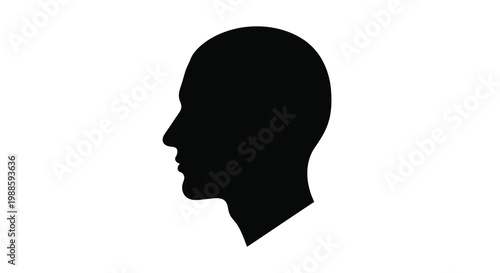 A stark silhouette depicts a human head in profile showcasing a clean minimalist design high quality