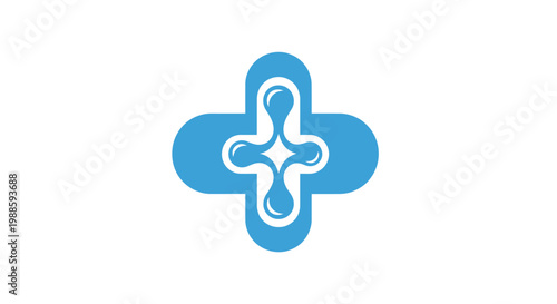 Minimalist blue medical cross logo design on white background