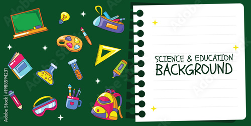 Science and education doodle element template background