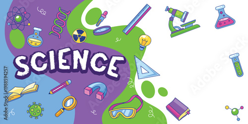 Science and chemistry doodle element vector background