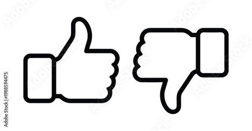 Thumbs Up and Thumbs Down Icons Set