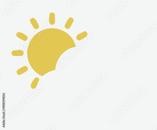 Minimalist Yellow Sun Icon with Partial Eclipse Effect