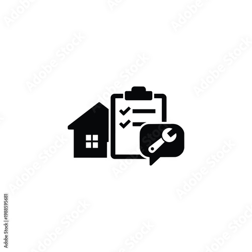Home inspection checklist and property maintenance checklist icon for business operations and workflow