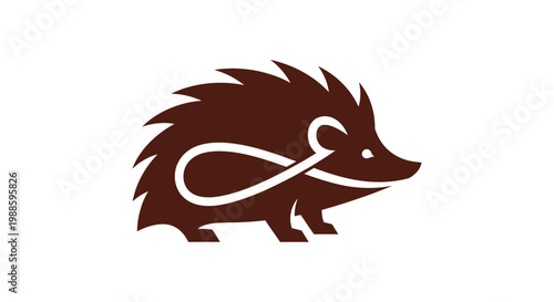 Minimalist brown hedgehog logo icon on white background