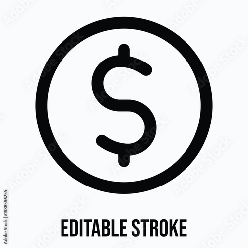 Dollar Coin Vector Icon, Social Media Related Icon, Isolated Lineal Vector Icon.