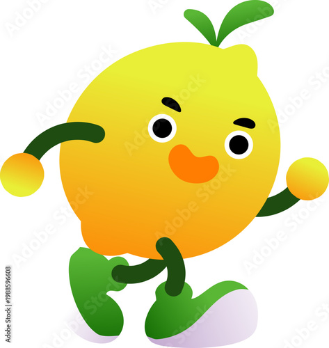 Cute minimalist cartoon face with black eyes arched brows orange nose and green playful lines.