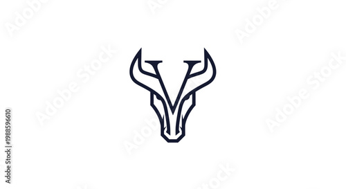 Minimalist bull head logo with geometric line art design