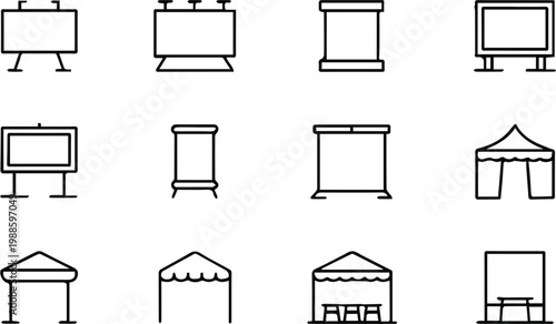 billboard outdoor signage lamp post rollup banner icons set