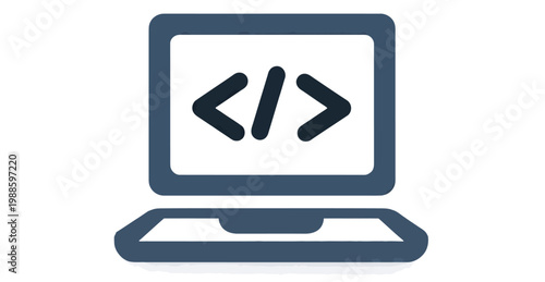 Laptop symbolize coding on screen with code.