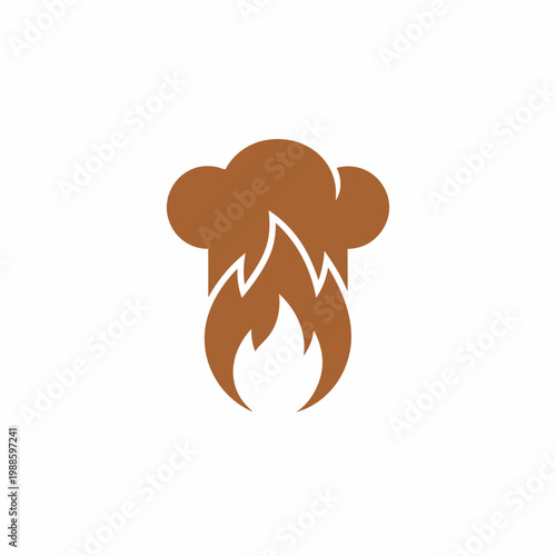 A chef's hat on fire symbolize passion for cooking indoors.