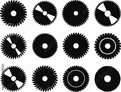 blade circular saw silhouettes tooth pattern set