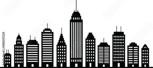 skyline cityscape silhouette vector for header and print