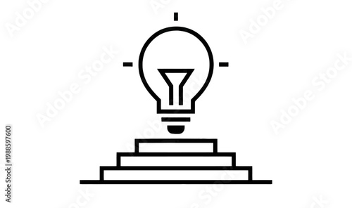 An illustration symbolizes ideas on a pedestal with a lightbulb.