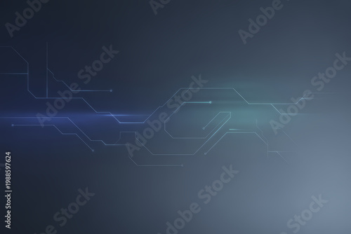 Futuristic Circuit Lines Glow with Bright Blue and Green Light on a Dark Grey Surface