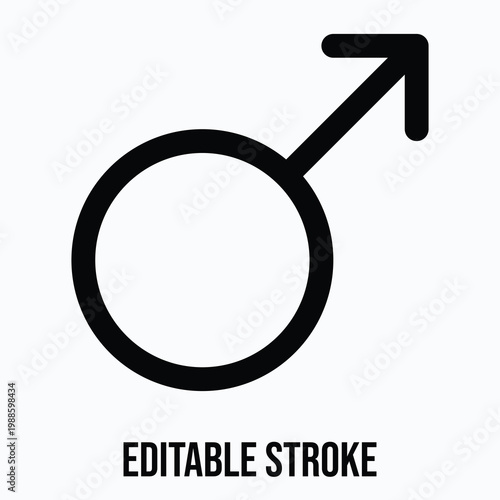 Male Gender Sign Vector Icon, Social Media Related Icon, Isolated Lineal Vector Icon.