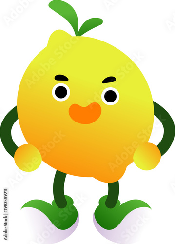 cartoon lemon with a smile