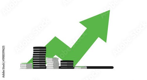 Green Arrow Graph Showing Business Growth.