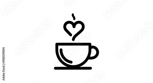 Simple line art coffee cup icon.