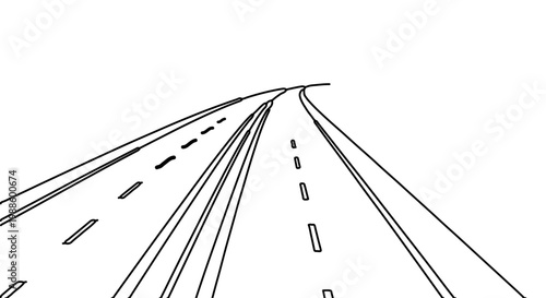 A minimalist vector illustration of a highway road stretching into the distance