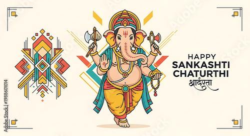 Lord ganesh Sankashti Chaturthi poster hindu god  abstract vector background