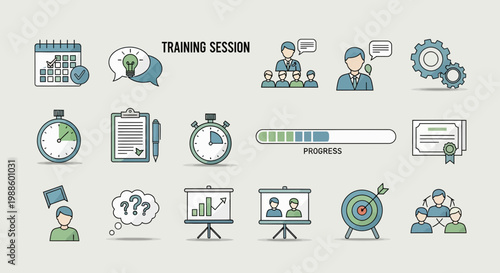 Training Session Concept Icons Set