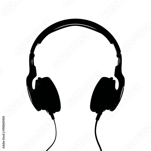 Black silhouette of wired over-ear headphones.