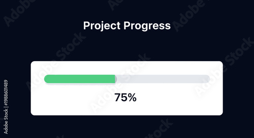 Project Progress Bar with 75 Percent Completion Indicator