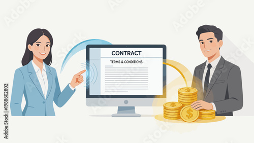 Business contract agreement with money