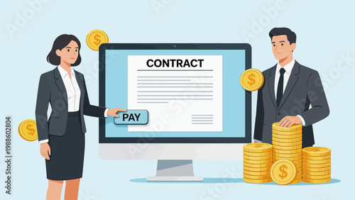 Business contract payment illustration