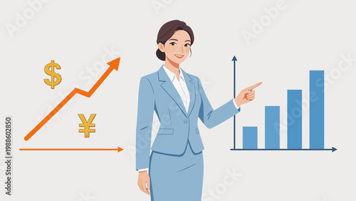 Businesswoman presenting financial growth