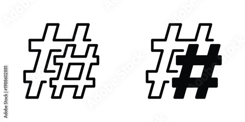 Hashtag Strategy Vector Line Icon for digital marketing