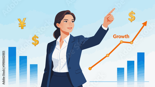 Businesswoman with growth chart