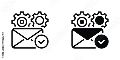 Marketing Automation Vector Line Icon for business and marketing