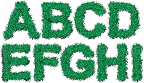 Green Grass Alphabet Letters A B C D E F G H I Illustration