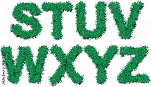 Green Grass Alphabet Letters S T U V W X Y Z Illustration