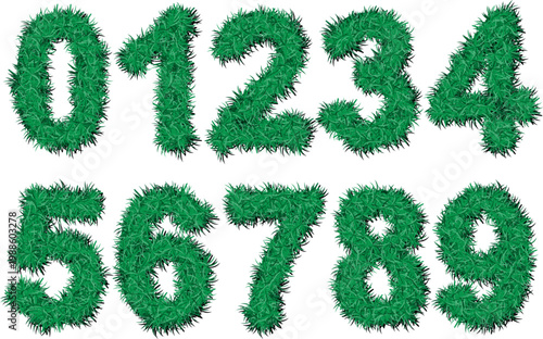 Green Grass Numbers 0 1 2 3 4 5 6 7 8 9 Illustration