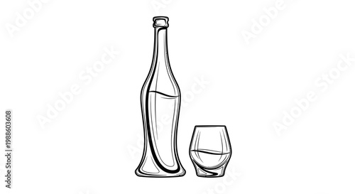 Bottle and glass of water.