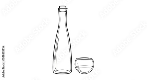 Glass bottle and small glass.