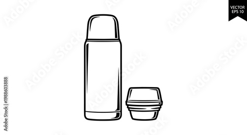 Simple thermos and cup illustration.
